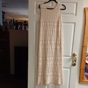 Sleeveless Cream Crochet Maxi Dress - Elegant Knit Maxi